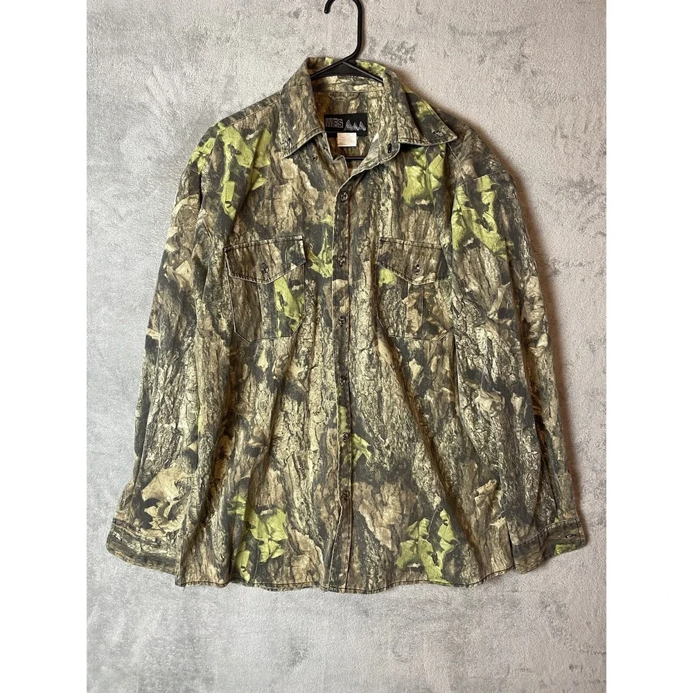 WFS Elemental Gear Mens Large Camo Long Sleeve Button Front Shirt